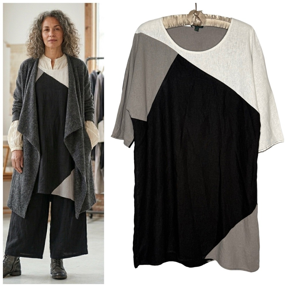 Cynthia Rowley Linen Dress M Shift Lagenlook Minimalist Boxy Summer Sundress‎